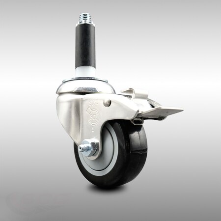 Service Caster 3 Inch 316SS Black Poly Swivel 3/4 Inch Expanding Stem Caster Lock Brake SCC SCC-SS316TTLEX20S314-PPUB-BLK-34